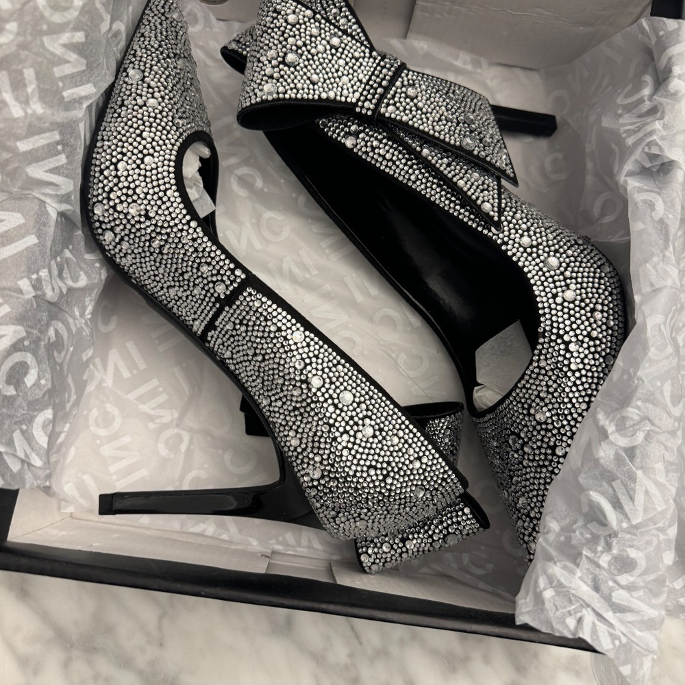 Brand New I.N.C. International Concepts Silvee Bow Black Bling Pumps - Size 7.5M - Picture 6 of 6
